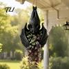 Gothic Style Plant Container Hanging Bat Pot, Resin Planter, Halloween Spooky Home Porch Planter for Trailing Vines, Artificial Plants, Indoor Outdoor