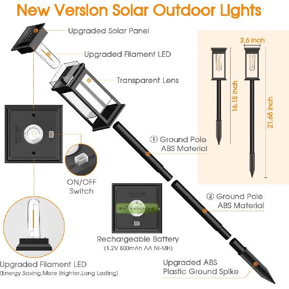 KOOPER Solar Pathway Lights Outdoor 8 Pack, 2X Bigger Solar Outdoor Lights, Bright Solar Garden Lights Waterproof, Auto On/Off Outdoor Solar Lights