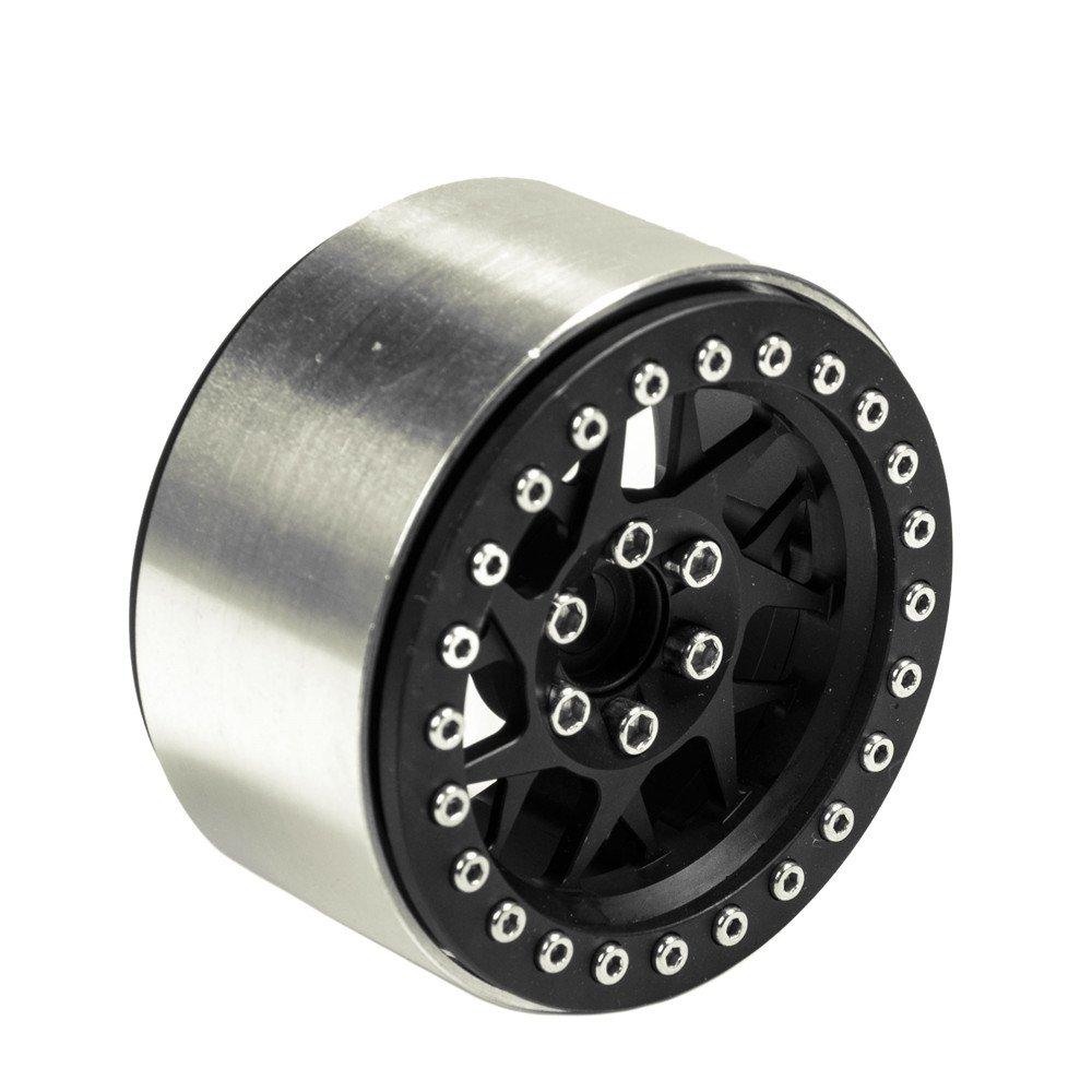 RC Car Inch Upgraded Beadlock Wheel Hub Rim Internal Beadlock For 90018 Wraith RC Car 7 2.2 No. (4 Pieces, Black)
