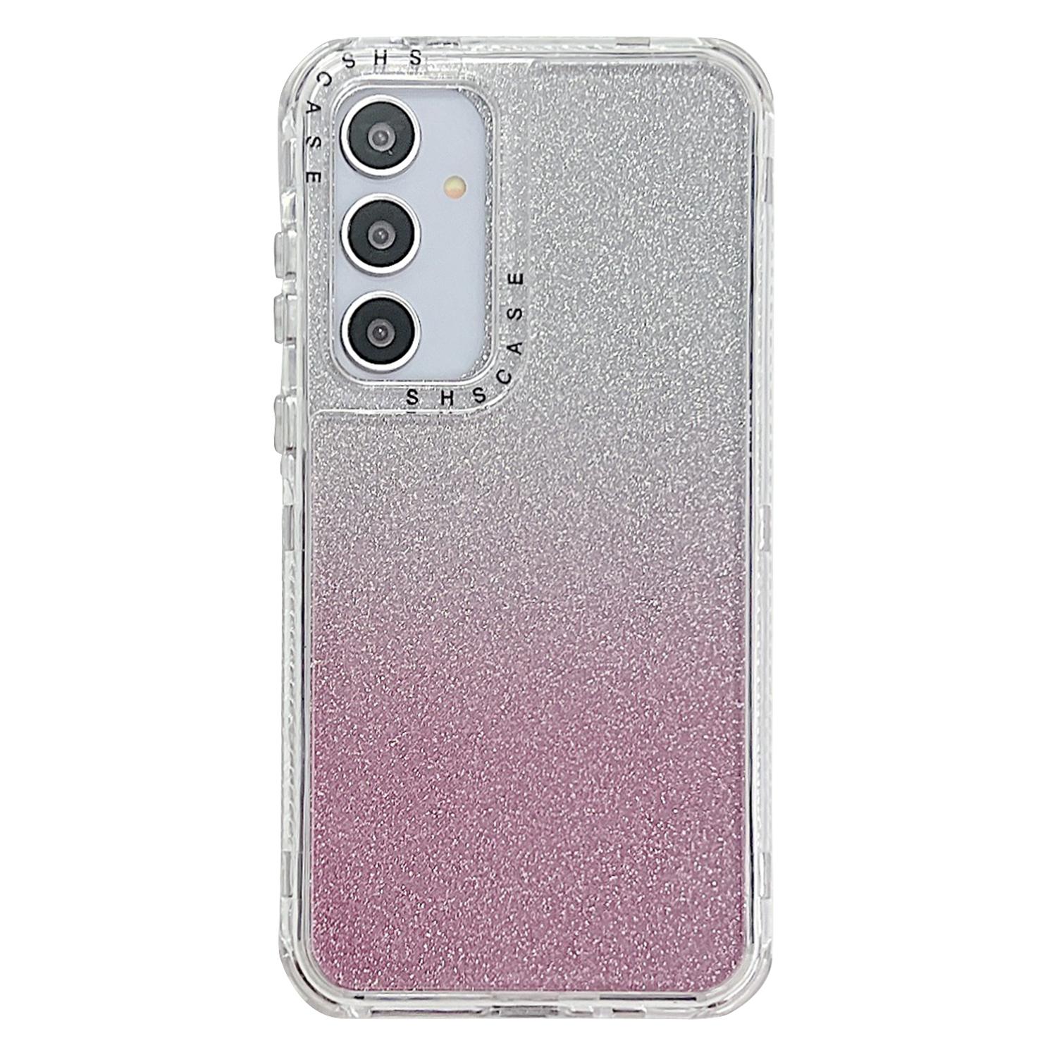 

For Samsung Galaxy A55 5G Case Glitter Design PC+TPU Shockproof Phone Cover Pink
