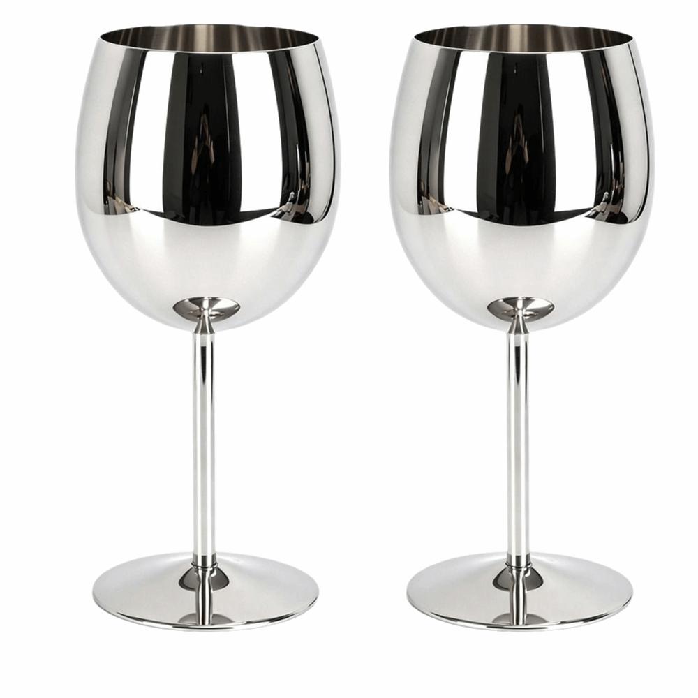 2 Stück 350ml Edelstahl Stiel- Weingläser Edelstahl 304 Weinglas Hochzeit