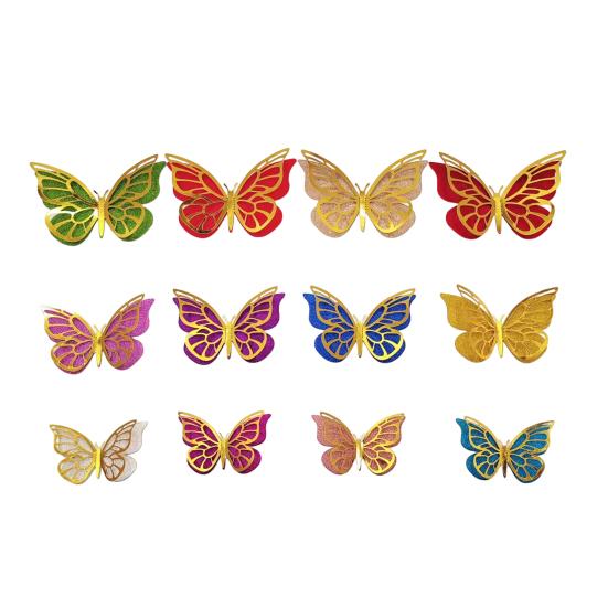 

12 Pcs 2 Layer Wings 3D Butterfly Wall Decals Removable Glitter Hollow Butterfly Wall Sticker DIY Room Mural Art for Kids Bedroom Nursery Wedding золотистый