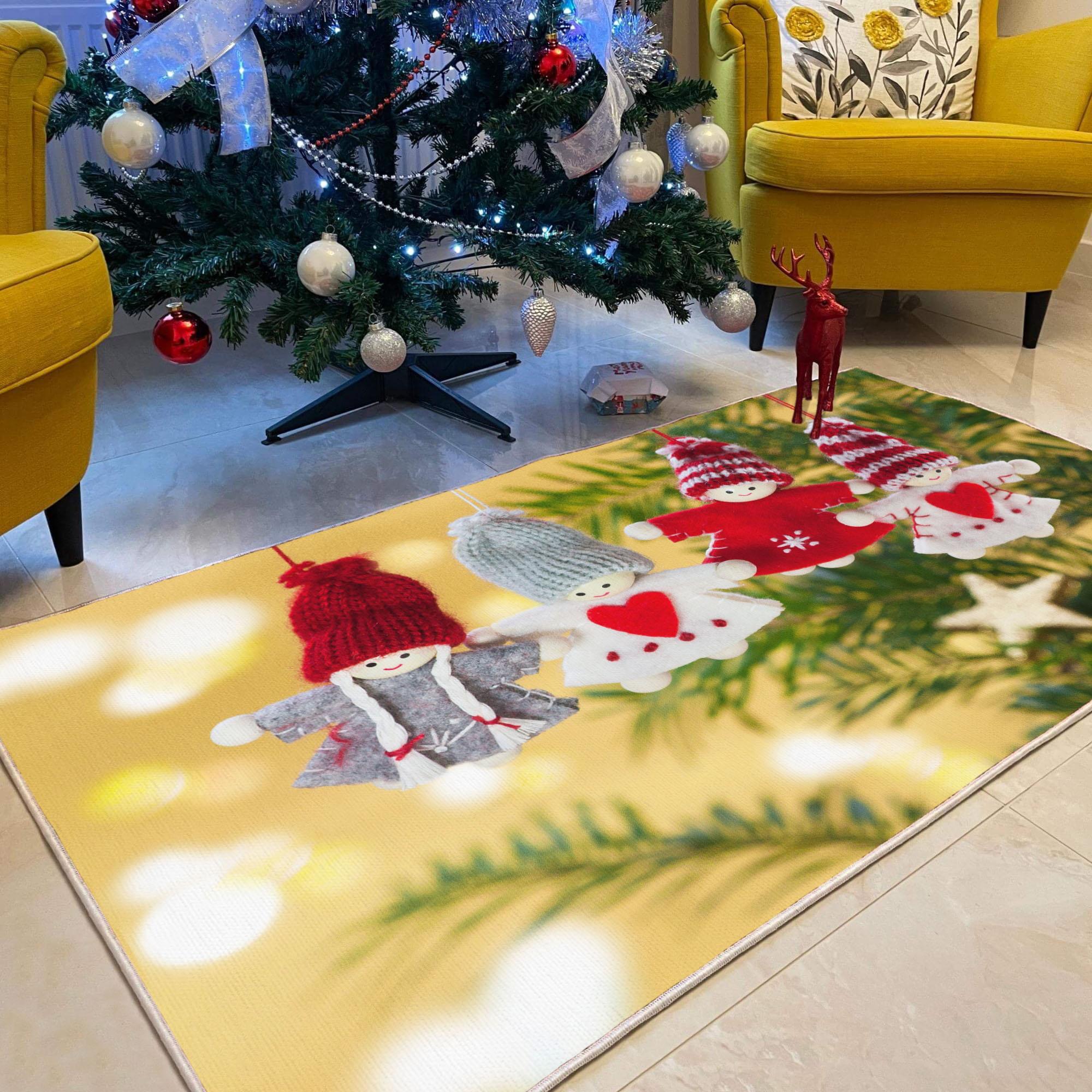 

Рождественская концепция Декоративный тонкий машинный тканый хлопок Нескользящая основа Моющийся ковер для комнаты 40 x 60 cm