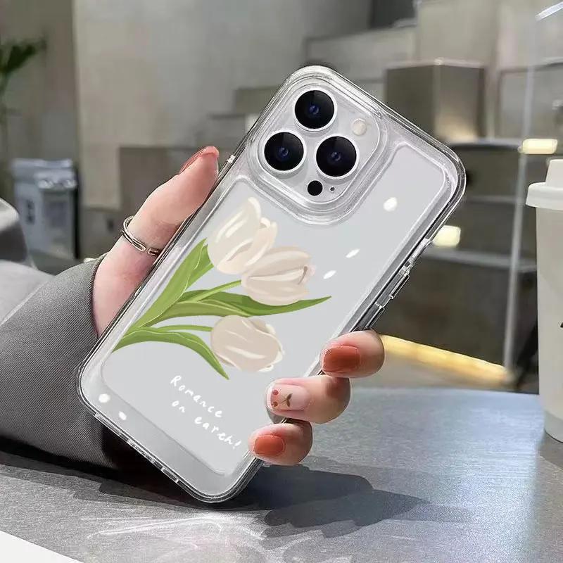 Tulip Flower Phone Case For iPhone16 14 Pro Max Case For iPhone 11 12 13Pro Max Mini XR 7 8 14 Plus XS Max X SE Soft Clear Cover
