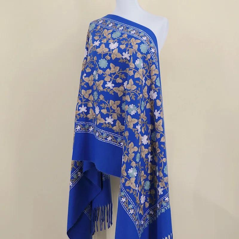 Embroidery Scarf Shawl Imitation Cashmere Woman  Designer Hand Embroidery Cape Thickening Keep Warm Winter Wrap