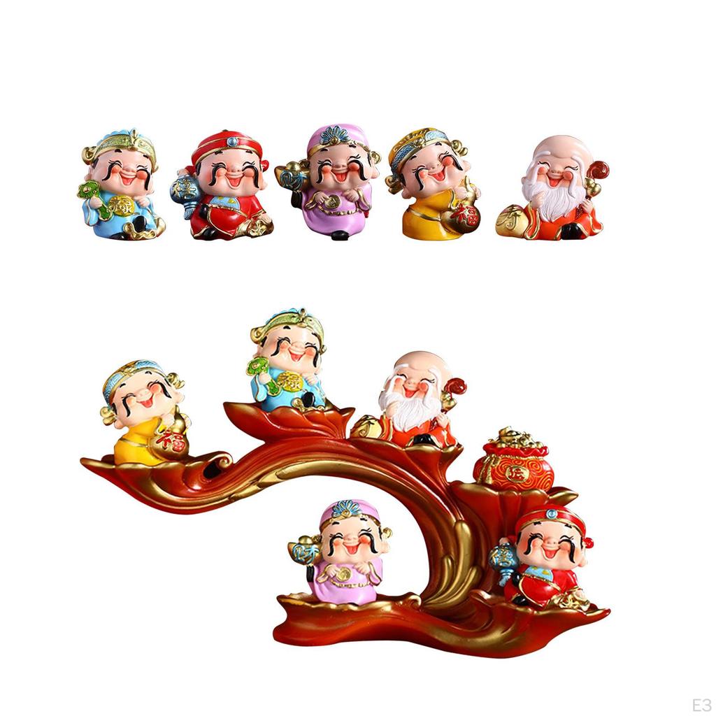 God of Figure Wealth Statue Fengshui Creative Mini Desktop Ornament for Table Bedroom