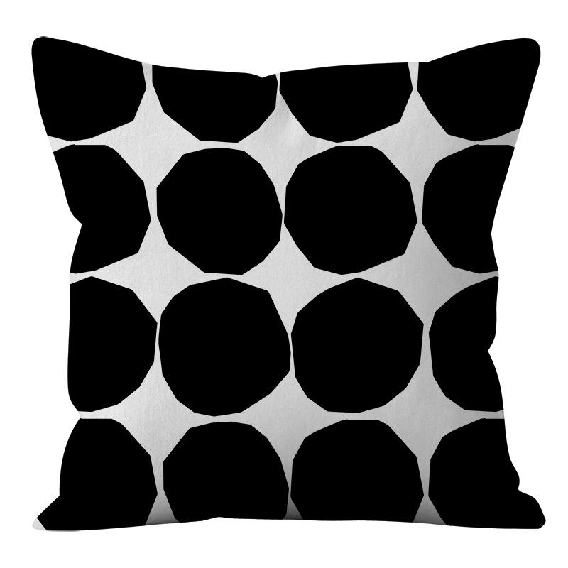 Nordic Ins Style Simple and Light Luxury Lines Black and White Plaid Pillow Case Pillow Lunch Break Pillow Sofa Cushion