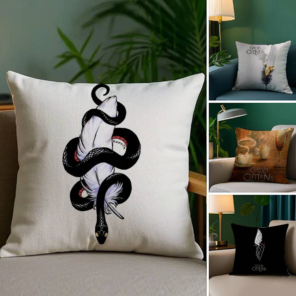 Tv G-Good Omens Pillow Case Plush Fabric Soft Double-Sided Printed Sofa Warm Winter Home Gift Cushion Cover