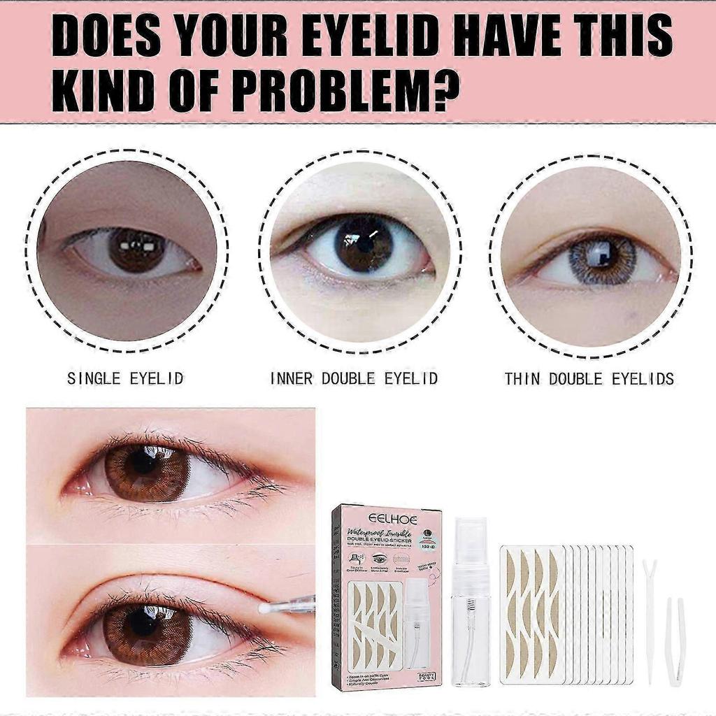 EELHOE Lace Seamless Double Eyelid Patch, Natural Seamless Non Adhesive Lace Double Eyelid Patch
