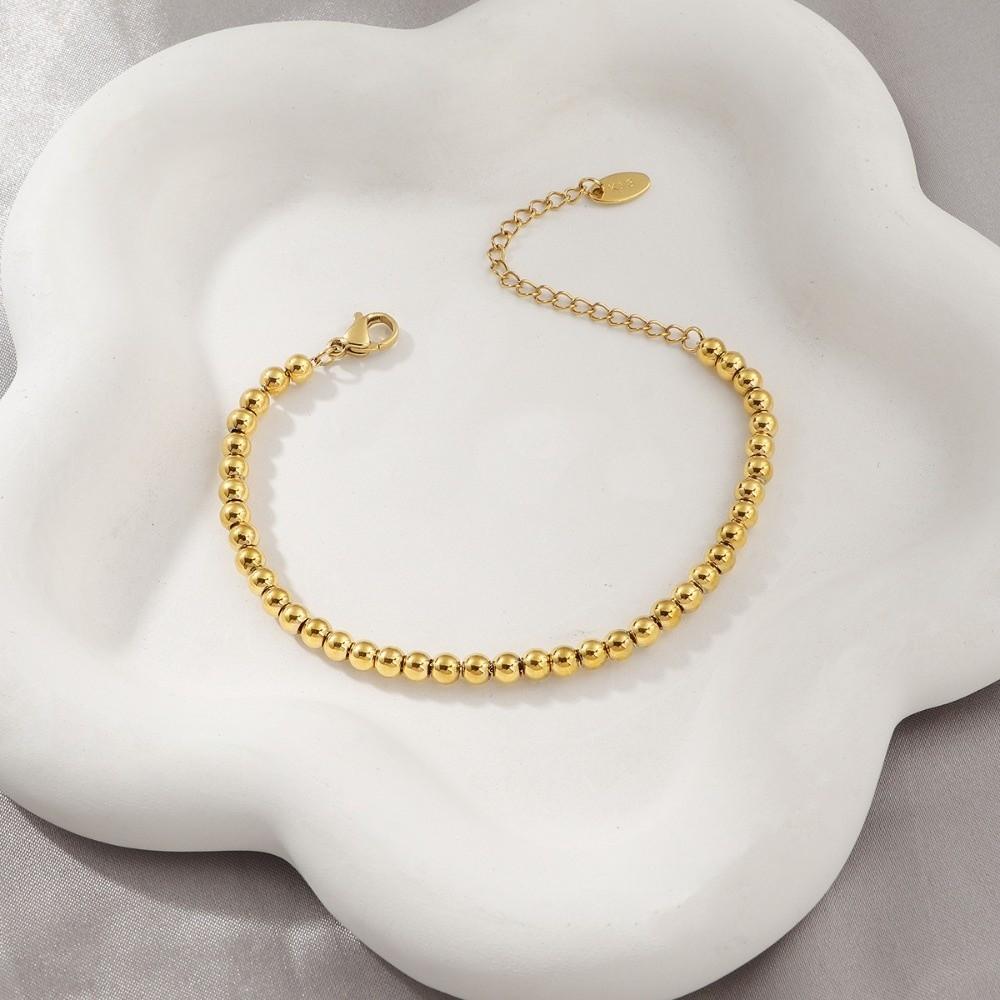 Titanium Steel Gold-plated Necklace Oriental Charm Golden Hand Chain Bead Bracelet Couple