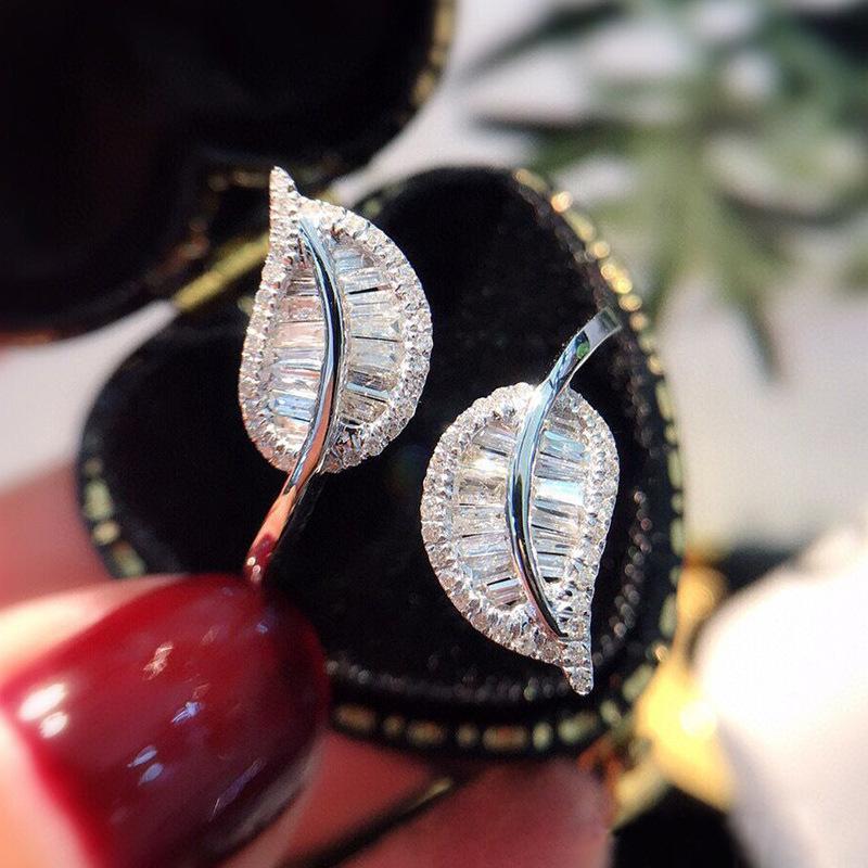 ZAKOL Luxury Leaf Adjustable Opening Rings for Women copper Color Bridal Wedding Crystal Cubic Zirconia Fashion Zircon