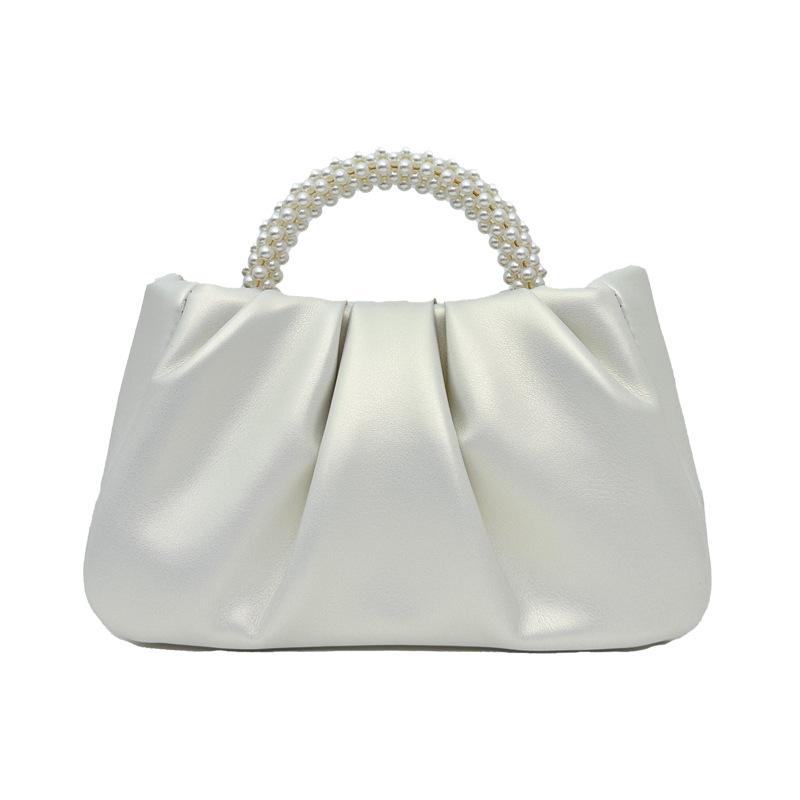 Girl Cute Mini Cloud Pleated Bag New Pearl Handbag Women's Fashion Versatile Shoulder Messenger Bag