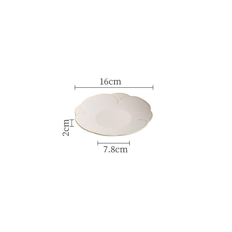Creative Beige Petal Edge Ceramic Flat Plate Restaurant Irregular Steak Plate Dessert Plate Sushi Plates Specialty Tableware