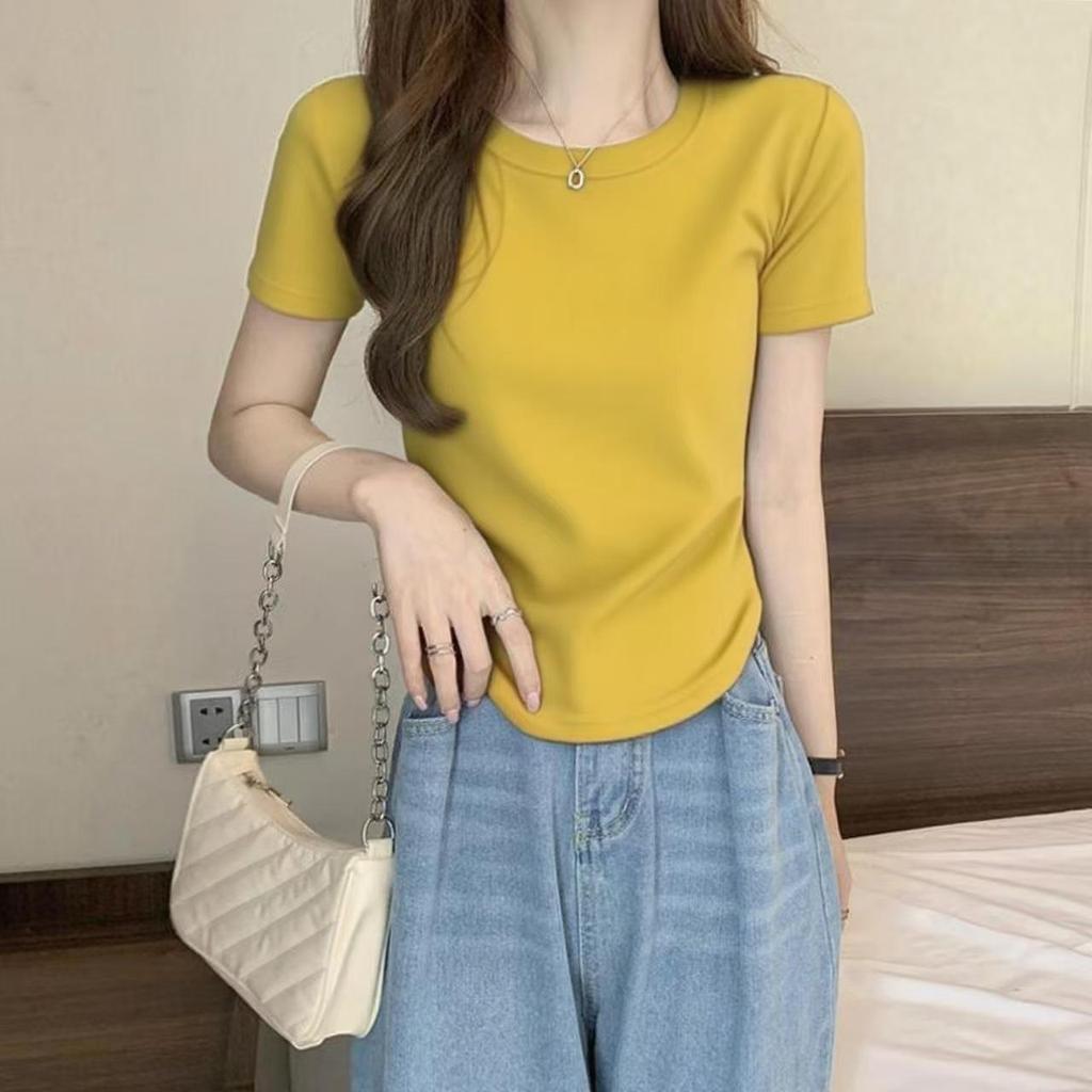 Women's 2026 Spring/Summer Loose Fit Pure Cotton Short Sleeve Round Neck T-shirt