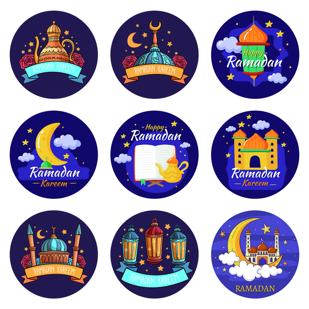60-120pcs Eid Ramadan Kareem Decor Ramadan Mubarak Stickers Muslim Islamic Kareem Happy Aid Gifts Ramadan and Eid Decor for Home