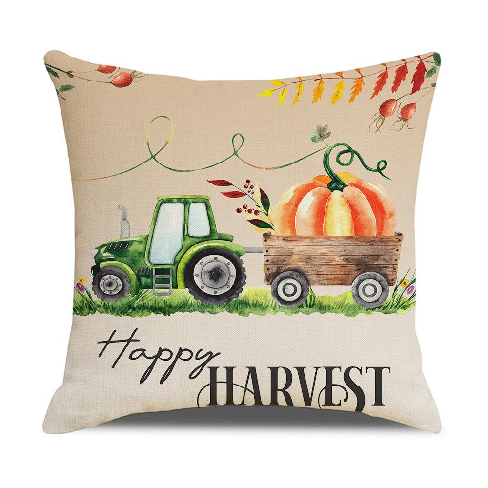 Home Autumn Pillow Cover New Pumpkin Truck Linen Cushion Cushion Cover