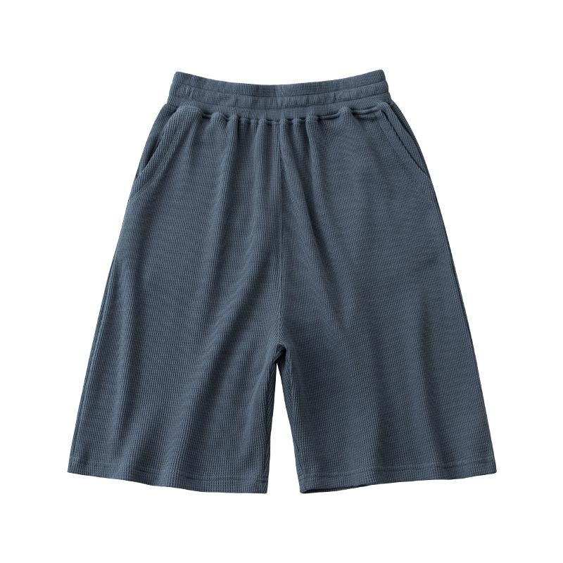 Pánské jarní letní capri kalhoty kombinézy šortky kalhoty vaflová bavlna kapsa elastický pas sport rychleschnoucí jednobarevné