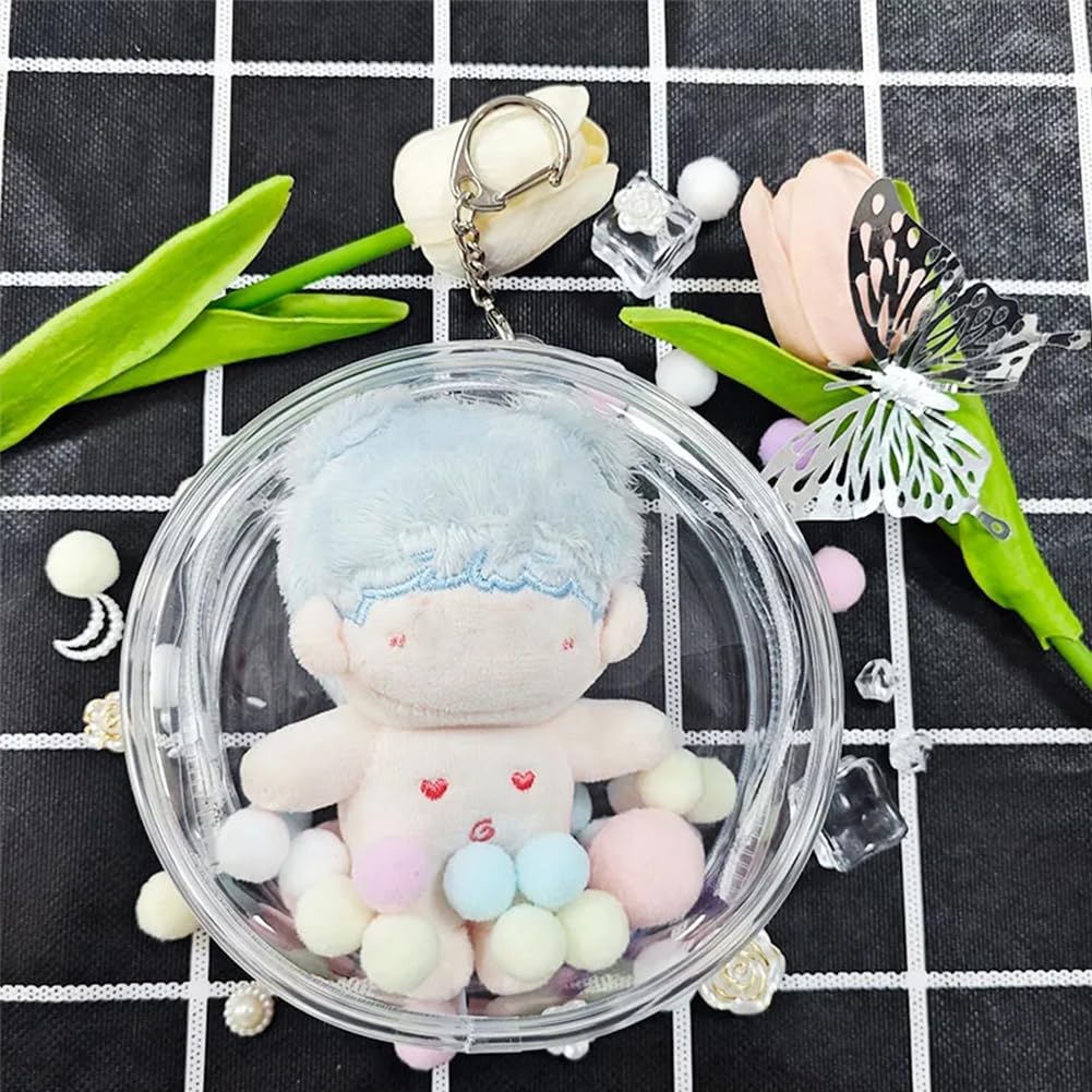 Umora Ita-bag Bag, Dustproof Plush Pouch for 10cm Plushies, Waterproof, Transparent Clear Case, Round Bag Attachment with Keychain, 12cm Diameter (M)