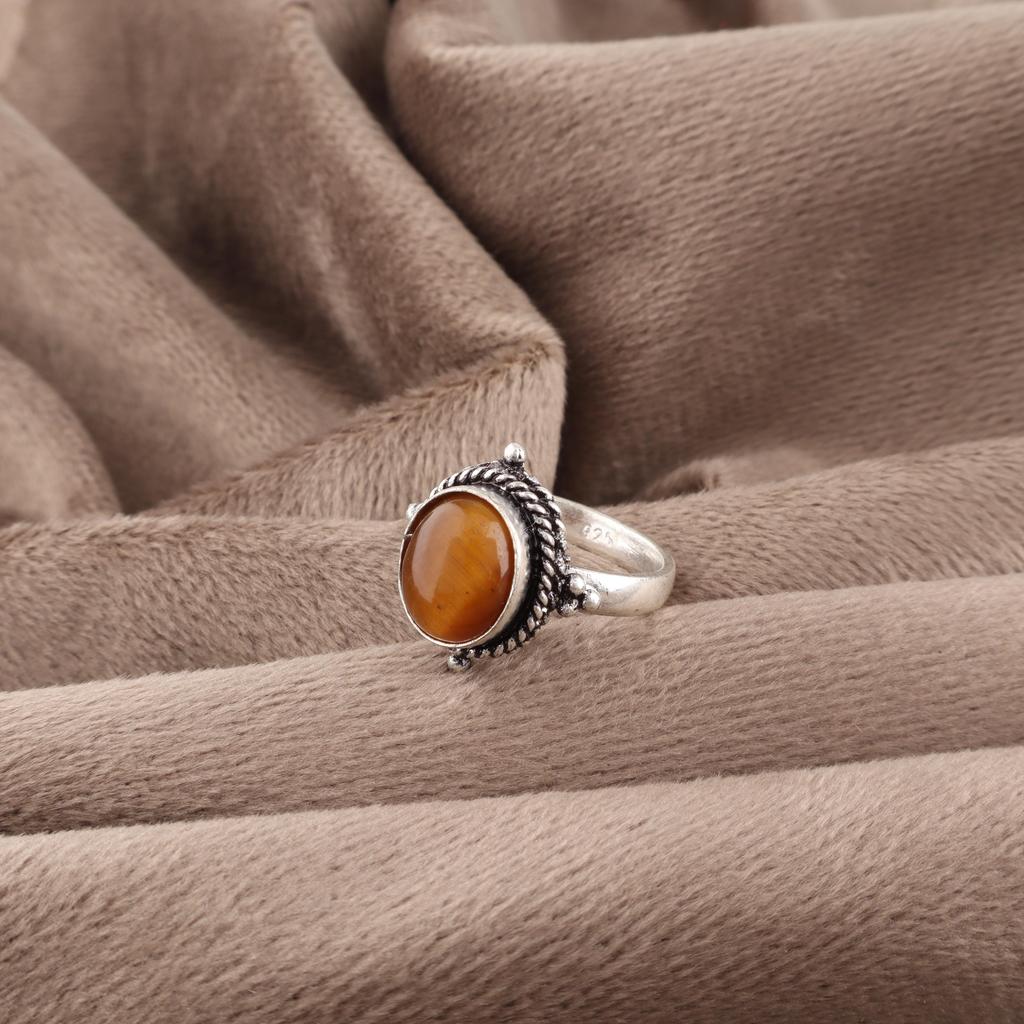 Inel cu Piatră Prețioasă Ochi de Tigru Galben, Bijuterii din Argint Sterling 925 Masiv, Inel Handmade Cadou Pentru Femei
