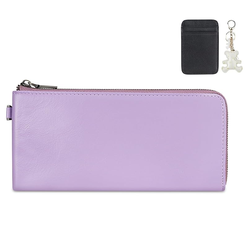 

[F.ZH] long wallet L-shaped zipper genuine leather Large capacity [card pocket x 16/outside pocket ] Thin lightweight leather wallet ladies unisex