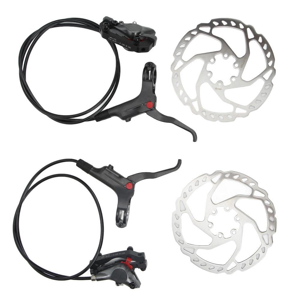 WAKE Front and Back Disk Brake Kit Aluminum Alloy Calipers Stainless Steel 160mm Rotors with Cable Brake Lever for Road
