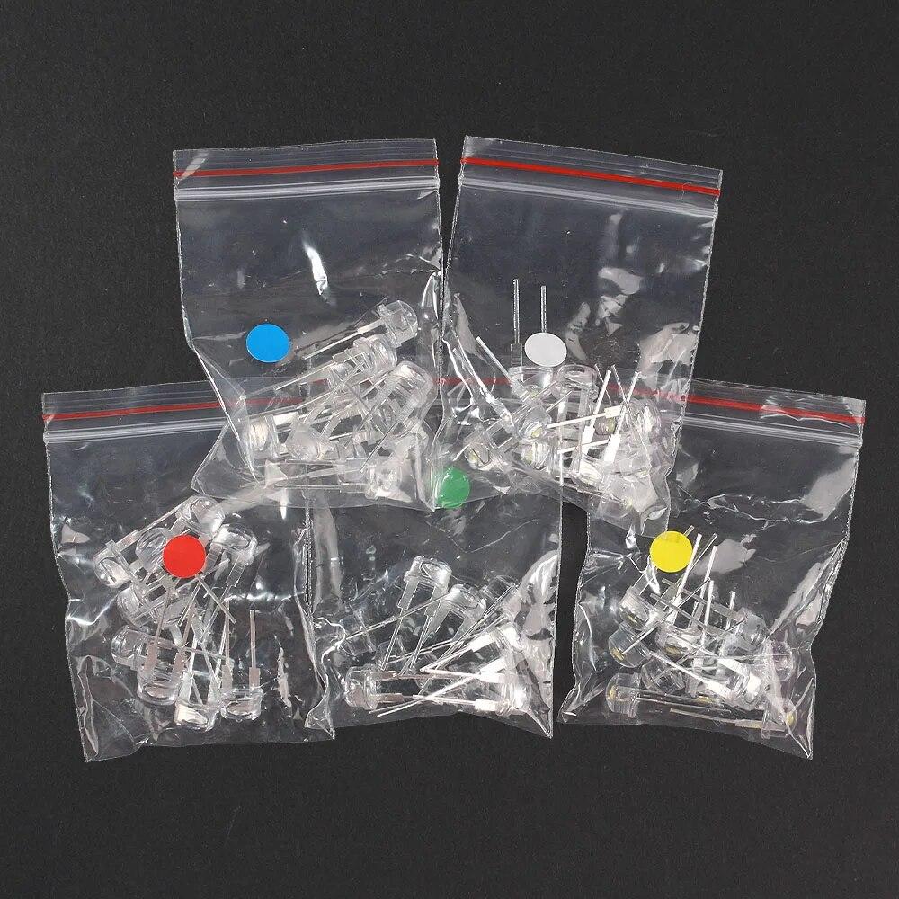 50 buc/lot 8MM LED pălărie de paie/ceață/culoare/transparente kit de diode emițătoare de lumină alb albastru verde roșu galben becuri LED cu diodă emițătoare F8