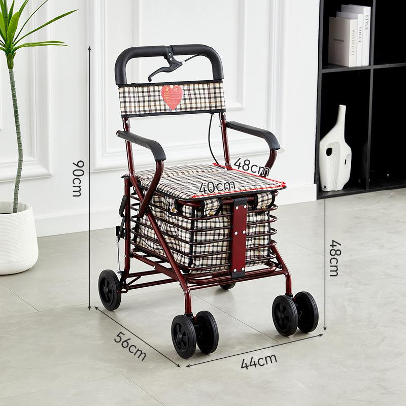 Foldable Mobility Scooter: Pushable & Rideable Elderly Walker with Four Wheels, Portable Shopping Assistant