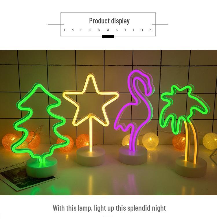 Lumière LED Néon Cactus & Flamant Rose pour Décorations de Fêtes