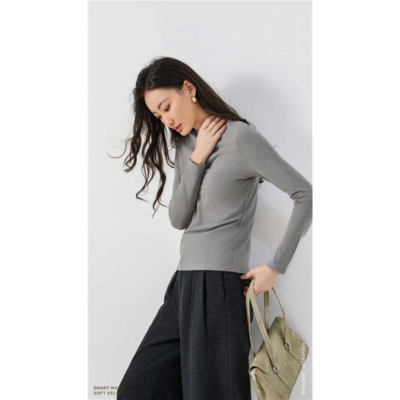 Women's Loose Solid Color Base Shirt For Autumn And Winter
