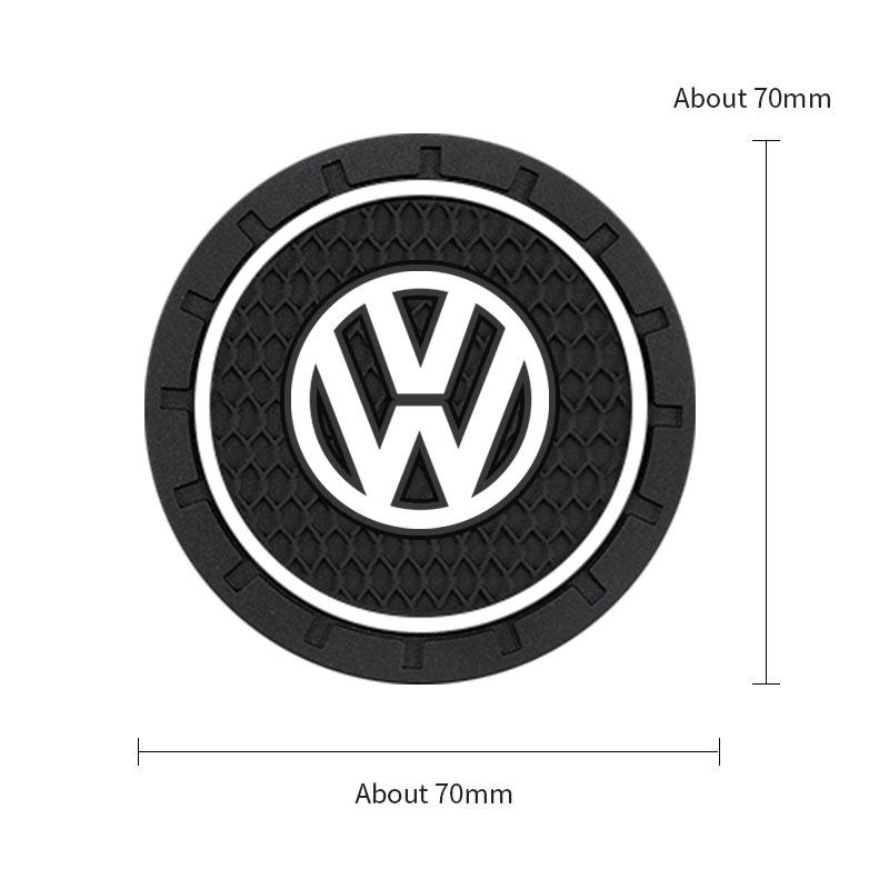 HAT1 2pcs Car Cup Holder Mat Leather Water Coaster Pad For VW Volkswagen VW ID3 ID4 Golf 7 8 MK8 T-cross Passat B8 Tiguan Jetta Skoda