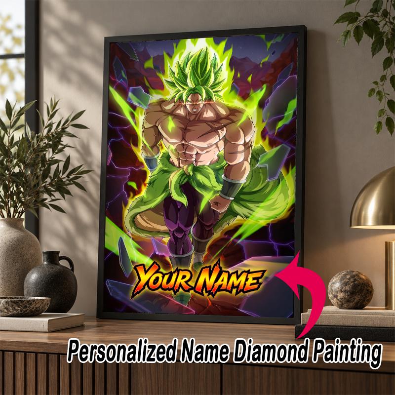 Personalized Broly Diamond Art Custom Name 5D Diamond Painting Full Drill DIY Craft