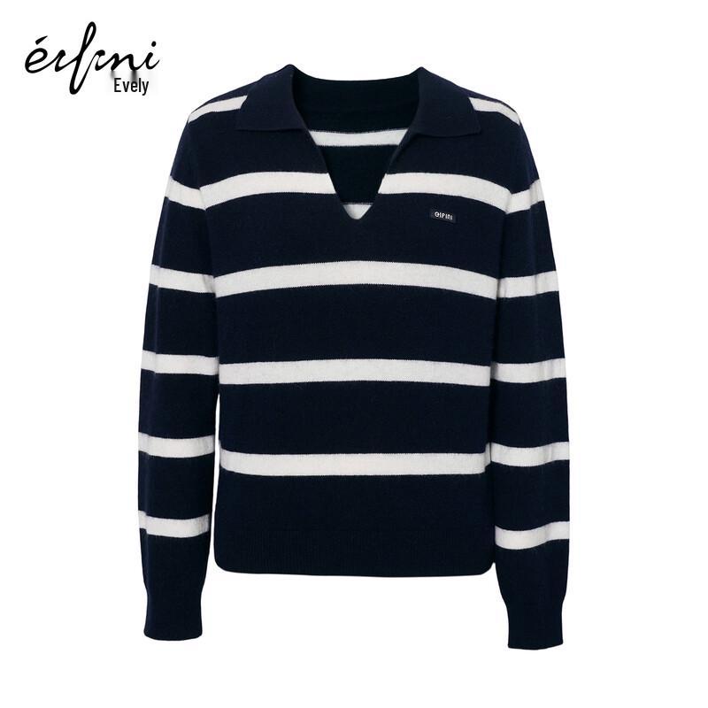 

Eifini Women s Polo Collar Striped Knit Sweater XL