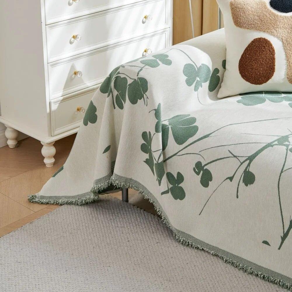 Fish Print Blanket Single Four Season Chenille Sofa Cover Dust Anti-cat Scratch Protection Cover Sofa Leaf Blanket Mat