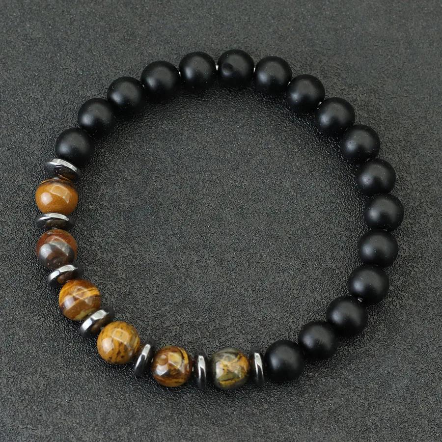 Noter Men Bracelet High Quality Black Frosted Stone Strand Braslet Gifts For Boyfriend Husband Hematite Healing Braclet Pulsera