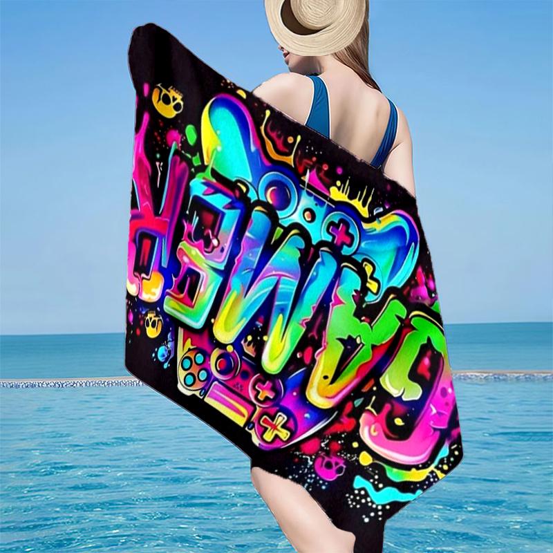 Asciugamano da Spiaggia Colorato con Artwork per Gamer, Microfibra Super Morbida, Regalo per Lei/Lui, Compleanno, per Piscina, Spiaggia, Viaggio, Decorazione per la Casa, Regali per Fan