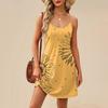 Fashion Women Summer Dress Vintage Floral Print Adjustable Spaghetti Straps Beach Vacation Casual Dress With Pockets