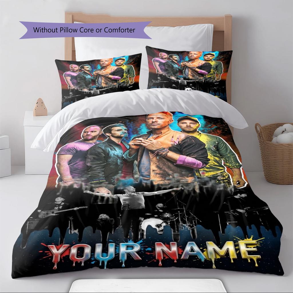 Name Custom Coldplay Band Pattern Bedding Set Quilt Cover Pillowcase Home Decor Gift (1 * duvet cover + 2 * pillowcase, without core)