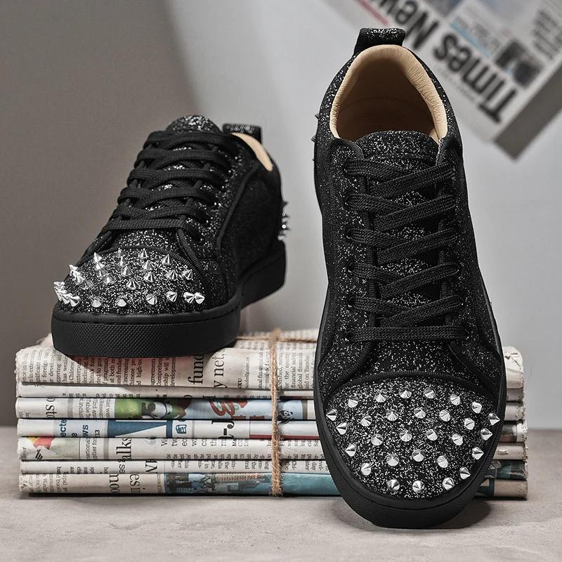 Punk Stil Motorrad Freizeitschuhe Handgemacht Street Herren Sneaker Schnürschuhe Outdoor Skateboard Schuhe Männlich Tennisschuh Laufschuh