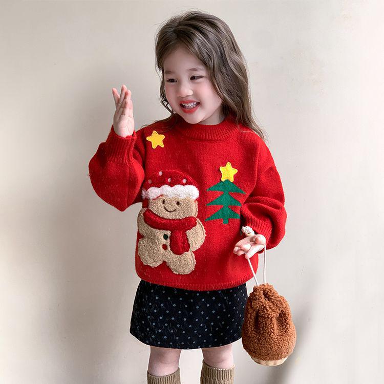 Meng Tang Tang Girls' Winter Cartoon Sweater: Thick Knitwear for New Year