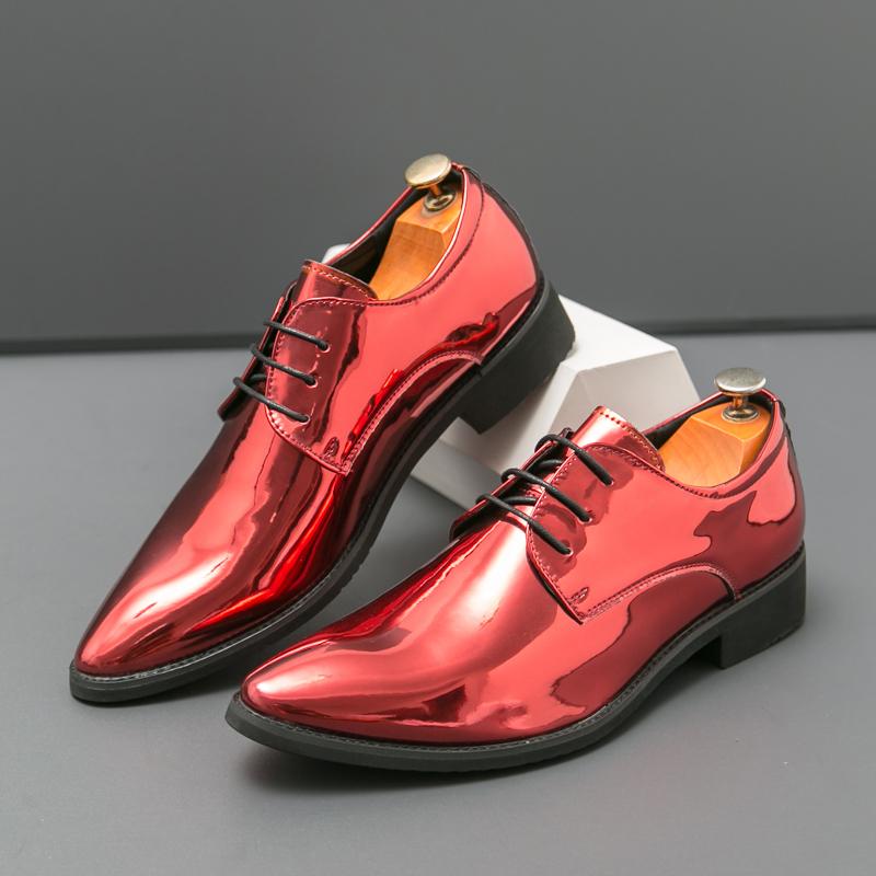 Men Dress Patent Leather Derbys Red Green Blue Gold Color Party Club Shoes Tuxedo Wedding Shoes Plus Size