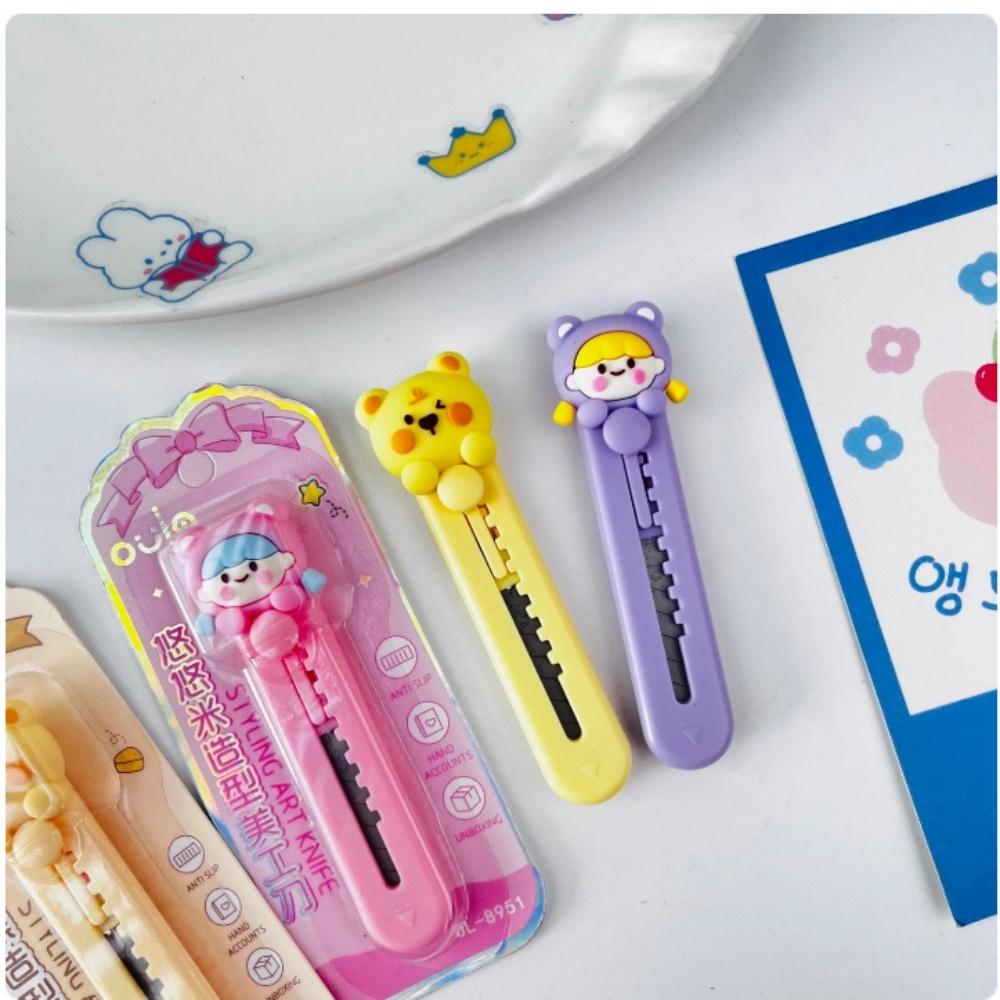 Paper Cutting Knife Retractable Student Stationery Knife Mini Utility Knife Cartoon For School Home Art Projects