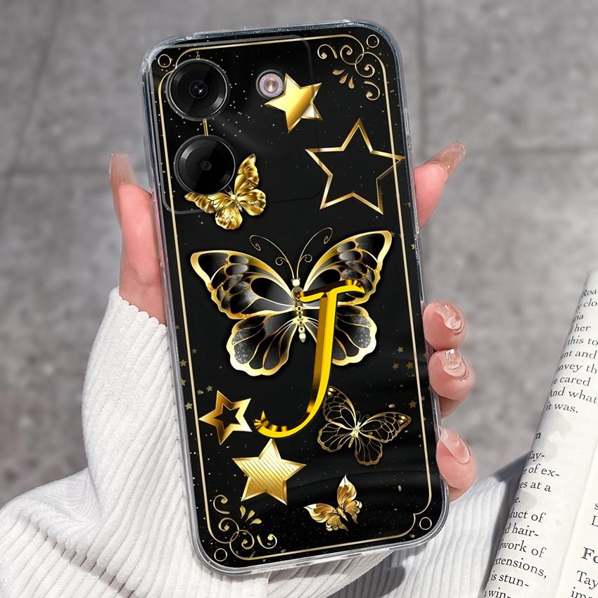 Clear Back Cover For Xiaomi Poco M7 M8 M6 M4 F5 Pro M5 F4 F3 Civi 1S M6 Plus Fashion Soft TPU Silicone Phone Case For Xiaomi Cute Letter Bumper Casing