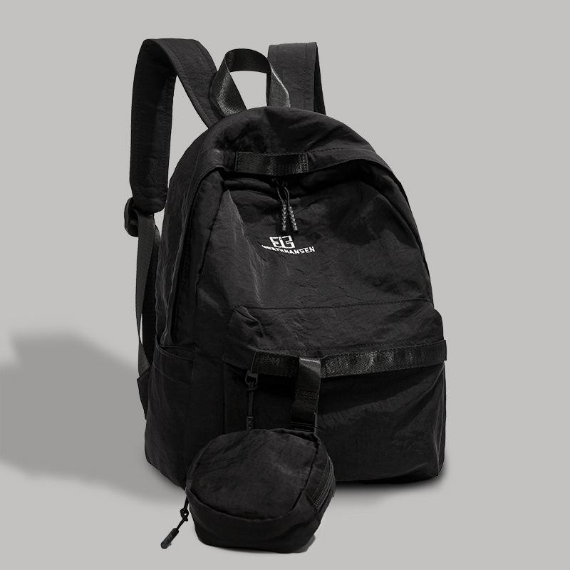 

Простой однотонный рюкзак большой вместимости, повседневный школьный рюкзак для студента колледжа, дорожный рюкзак чёрный