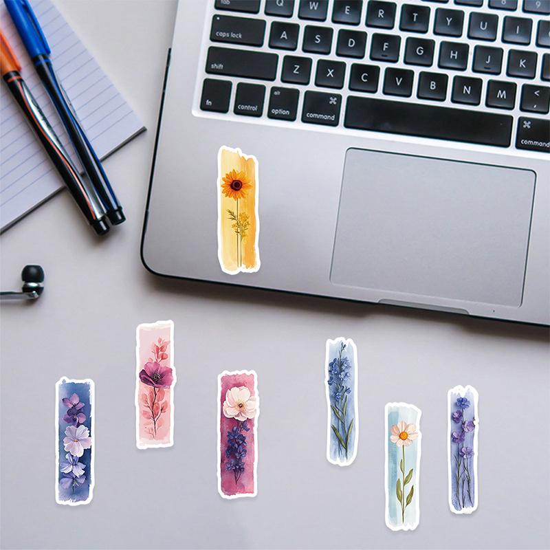 50PCS Plants Stickers Long Strip Creative Plant Floral Sticker Cute Mixed Plant Waterproof Vinyl Decals for Scrapbook Laptop