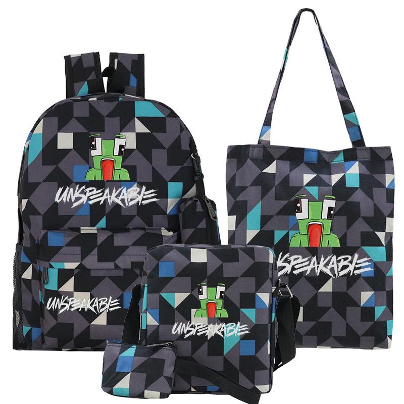 Casual Backpack Five-piece Backpack + Tote Bag + Shoulder Bag + Pencil Bag + Small Money Bag 3
