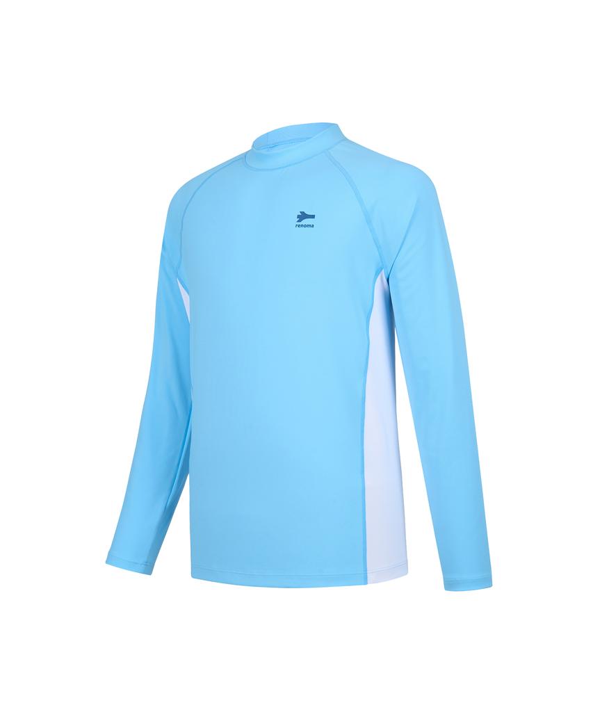 Lenomasuyeongbog Men'S Simple Color Block Relaxed Fit Rash Guard Blue Rn-Ts2G901-Bu