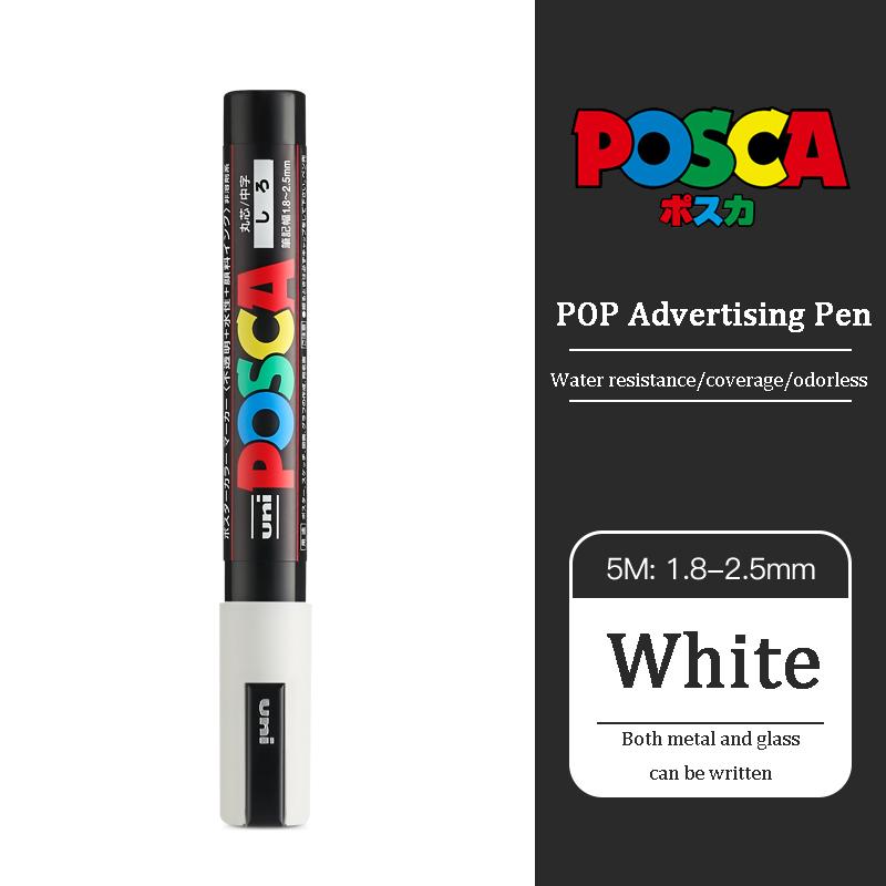Japan Posca Posterfarbe Markierungsstifte, PC-1M/3M/5M Weiß/Schwarz/Gold/Silber Wasserdichte Farbstifte zum Zeichnen Malen stiften