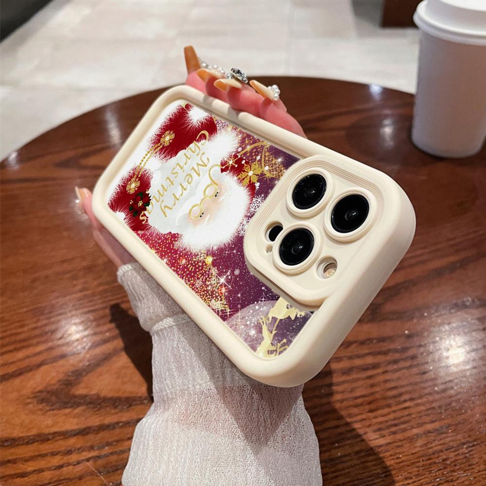 N105 Christmas Happy New Year Art Soft Angel Eyes Phone Cases for iPhone 16 15 14 13 11 Pro Max 8 7 6s Plus 12 Mini XR XS Max SE Shockproof Cover