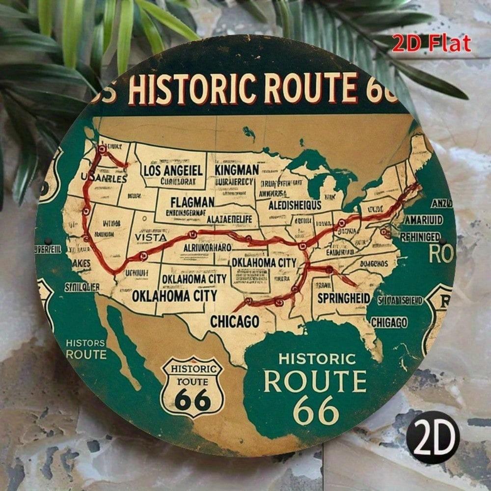 Vintage Route 66 Metal Tin Sign Wall Art Home Office Decor 20x20