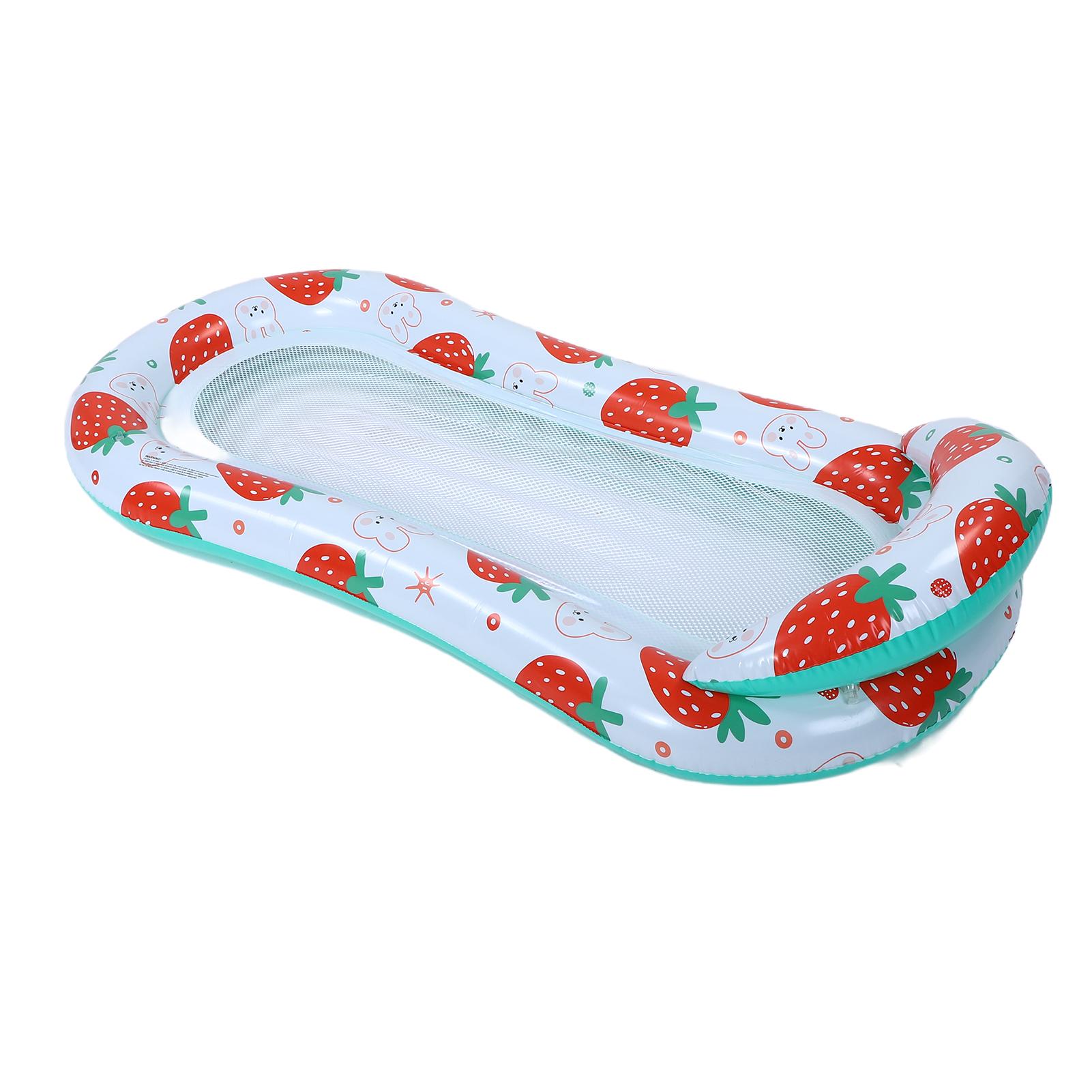 Inflatable Pool Float Mat Strawberry Pattern Comfortable Foldable PVC Pool Float Hammock for Outdoor Activities